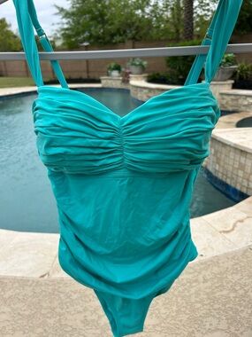 Women’s Ruched One-Piece Swimsuit in Teal
